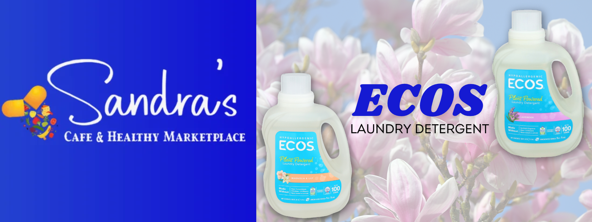 Ecos Plant Powered Laundry Detergent with scents like Magnolia Lily & Lavender.
