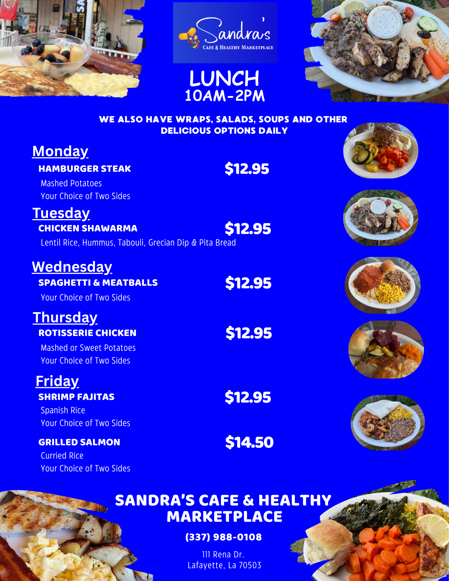 Sandra's Lunch Menu
