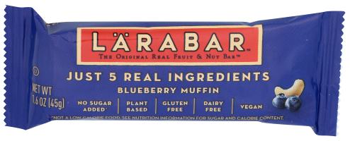 Larabar Bars, like Peanut Butter Cookie, Blueberry Muffin, Chocolate Chip Brownie, Apple Pie, Chocolate Chip Cookie Dough